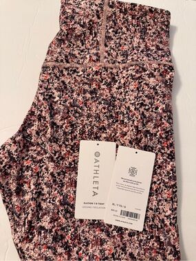 Athleta Speckled High-Waist Leggings in Pink and Black